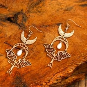 Handmade Moon & Moth Earrings